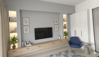 Modern TV Wall Unit with Oak Storage & LED Glow – Custom Mumbai Interiors, Free Quote! Interior Designer. Jyoti furniture & interior